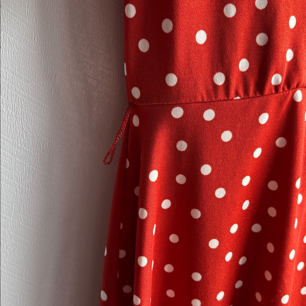 Women’s orange and white polka dot dress - Picture 3 of 4
